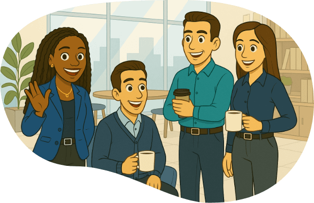 Group of employees enjoying a coffee beak
