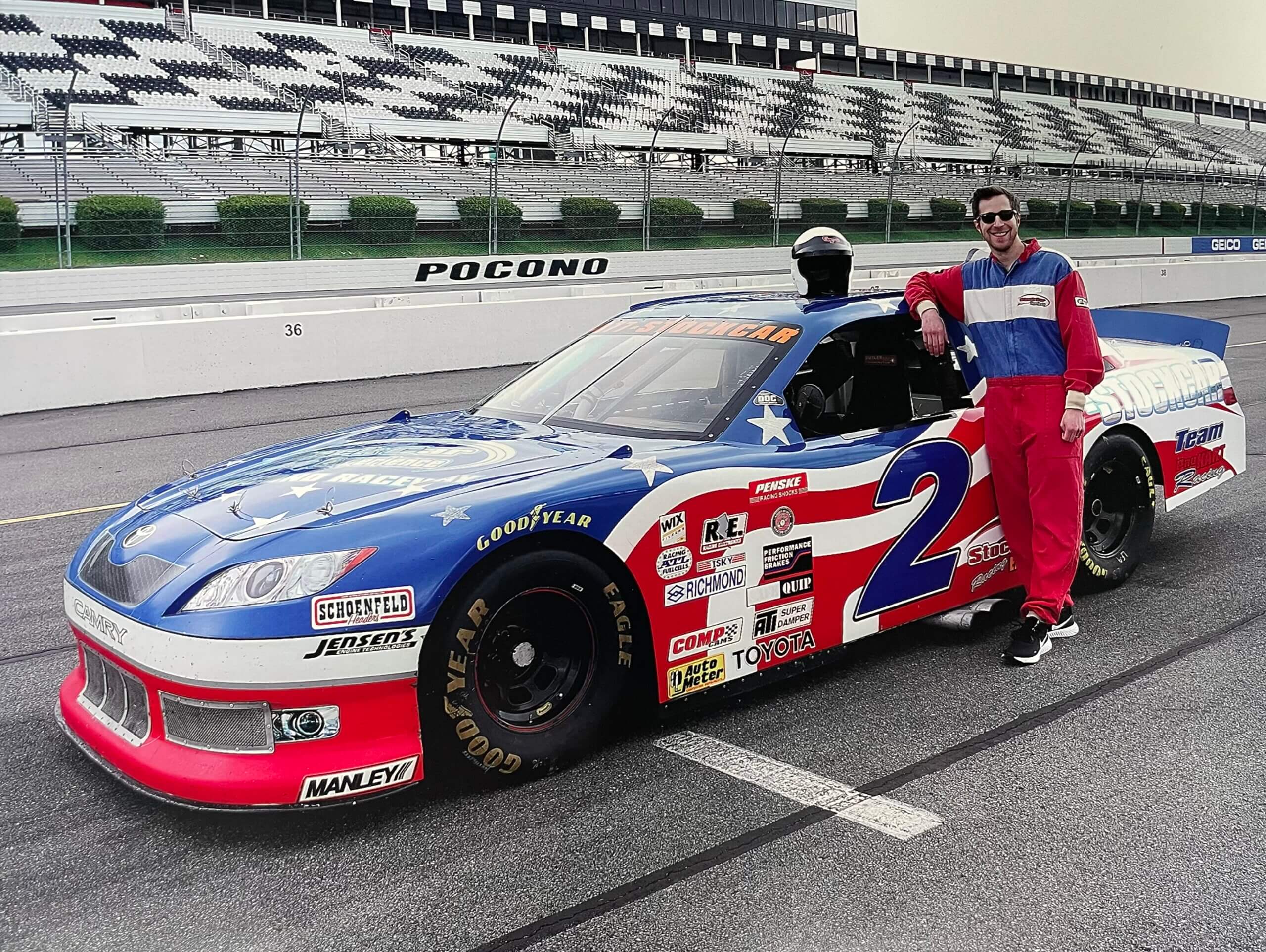 Posing after racing