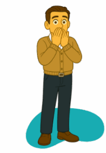 Matt covering his mouth with his hands