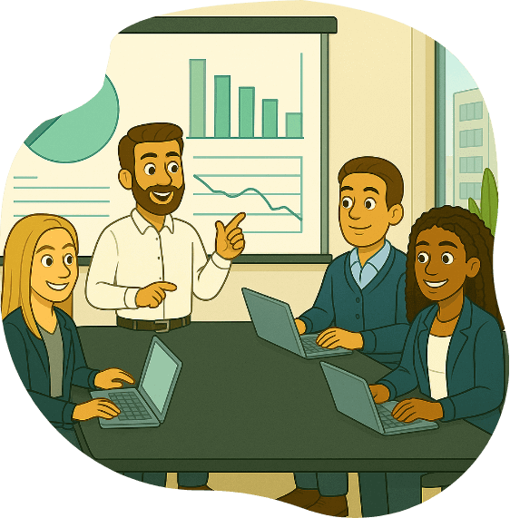 Pat leading a group meeting