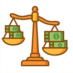 A scale with money on it