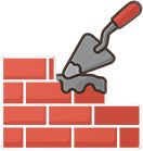 a brick wall being built