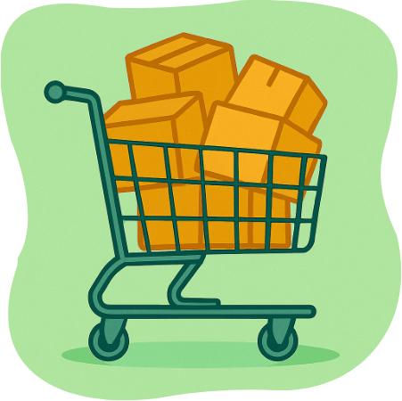 An overflowing shopping cart