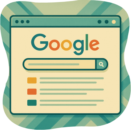 A stylized google search screen